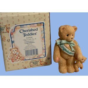 Cherished Teddies Congratulations "This Calls For A Celebration" Figurine 1997